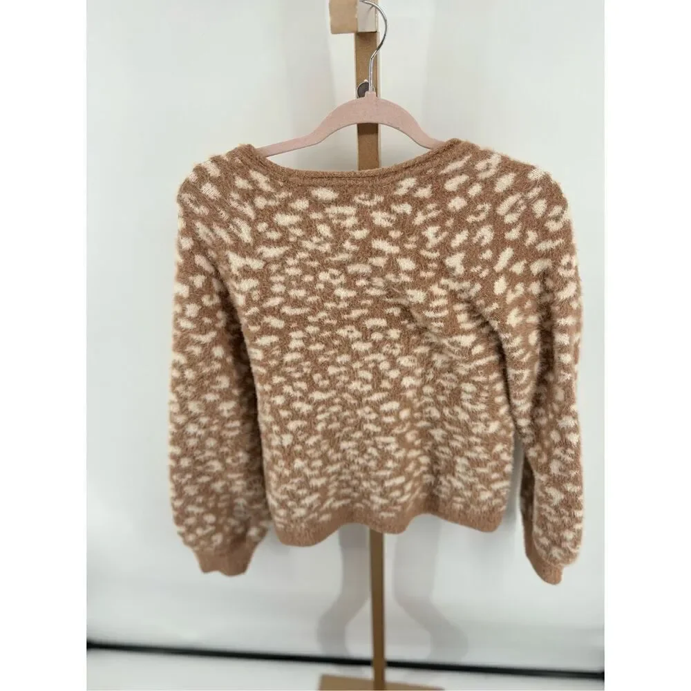 Abercrombie & Fitch Leopard Print Sweater Women Medium Soft A&F V Neck